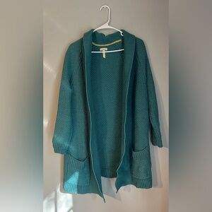 Matilda Jane Cool Fountains Long Cardigan Sweater Teal Blue Green Womens Small